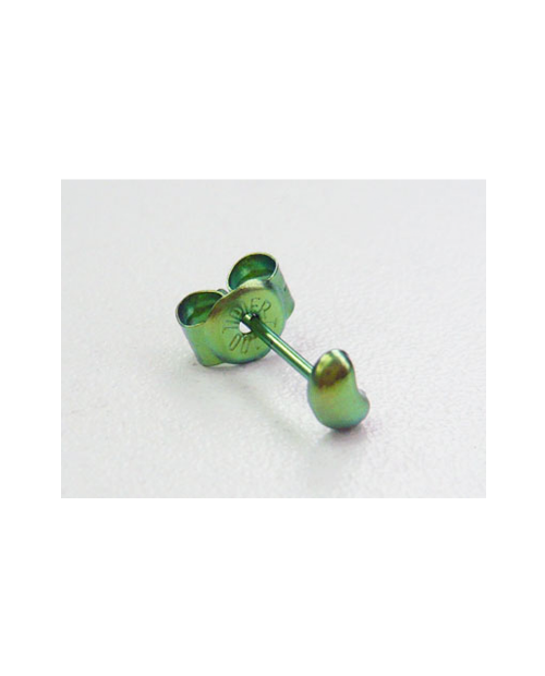 [For one ear] Domestic pure titanium earrings Beans floral green [Horie / H-1-TP801-10]