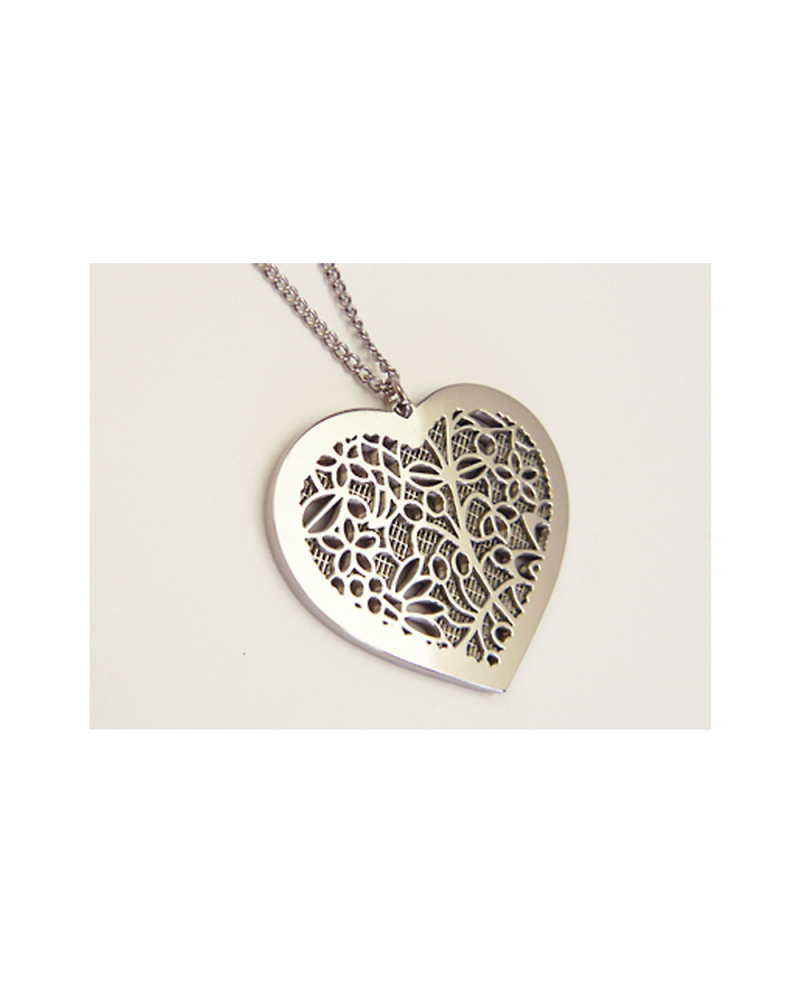 Domestic pure titanium necklace (mesh) Heart (Ivy) Silver [Horie / HMF
