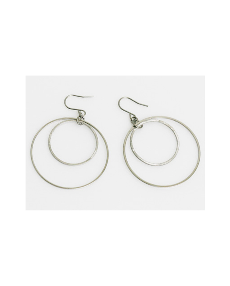 Domestic Pure Titanium Hook Earrings Circle C (Crystal Hana Finish) [Horie / H-TP603R]