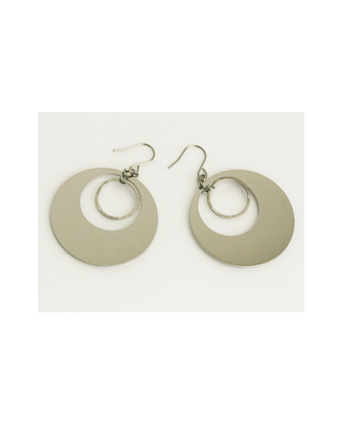 Domestic Pure Titanium Hook Earrings Circle F (Crystal Hana Touch Finish) [Horie / H-TP606R]