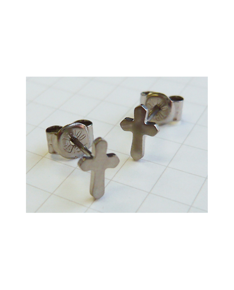 Domestic pure titanium earrings cross ☆ 12 colors development [Horie / H-TP702]