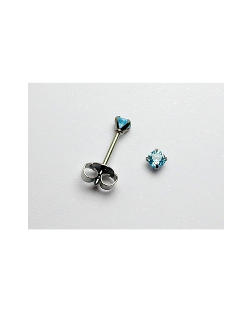 Domestic pure titanium earrings blue topaz cut [Horie / H-TP8001]