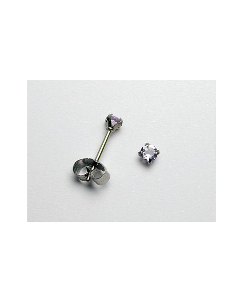 Domestic pure titanium earrings amethyst cut [Horie / H-TP8002]