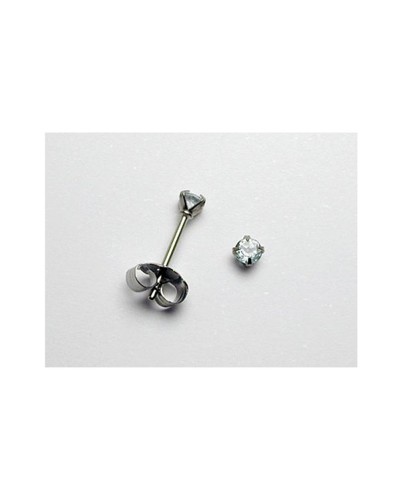 Domestic pure titanium earrings aquamarine cut [Horie / H-TP8006]