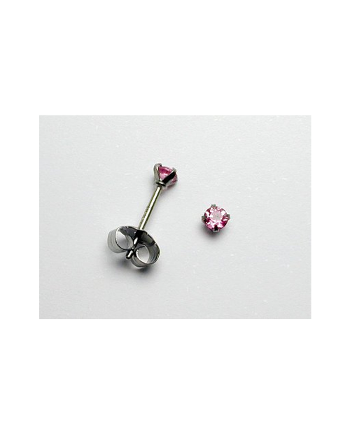 Domestic pure titanium earrings pink tourmaline cut [Horie / H-TP8007]