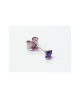 Domestic pure titanium earrings cubic square navy [Horie / H-TP8017]