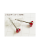 Domestic pure titanium earrings cubic square red [Horie / H-TP8018]