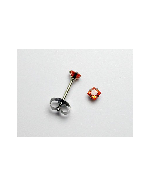 Domestic pure titanium earrings cubic square orange [Horie / H-TP8019]