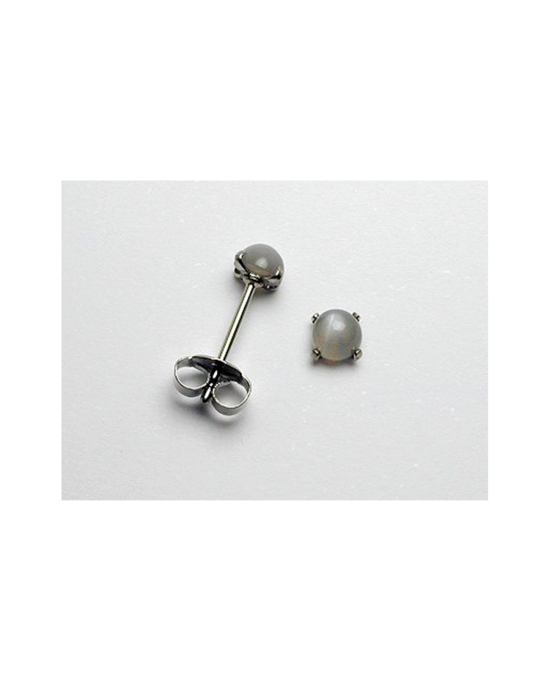 Domestic pure titanium earrings Gray Moonstone [Horie / H-TP8102]