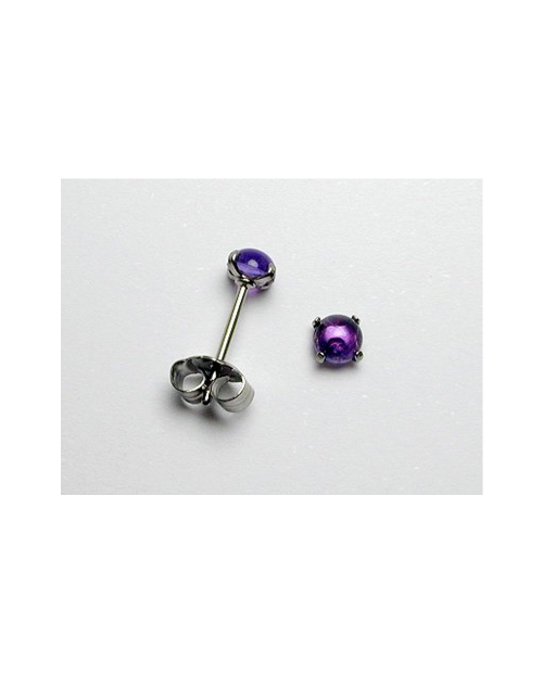 Domestic pure titanium earrings Amethyst [Horie / H-TP8107]
