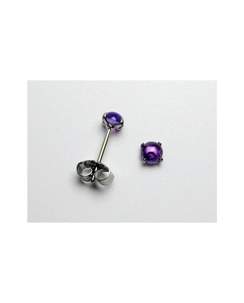 Domestic pure titanium earrings Amethyst [Horie / H-TP8107]