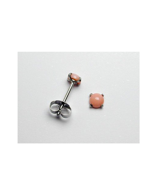 Domestic pure titanium earrings pink coral [Horie / H-TP8113]