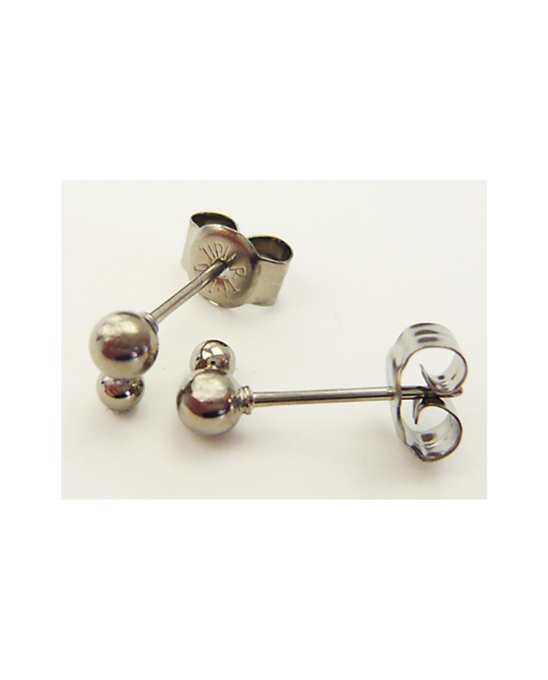 Domestic pure titanium earrings double ball ☆ 12 colors [Horie / H-TP815]