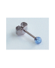 Domestic pure titanium earrings Blue Agate Ball [Horie / H-TP8202]