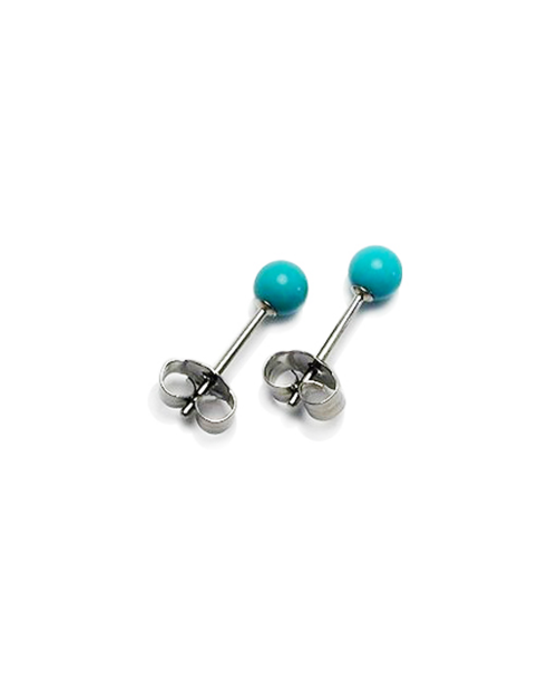 Domestic pure titanium earrings Turquoise ball [Horie / H-TP8209]