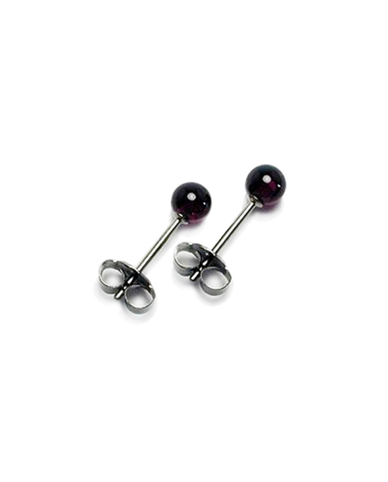 Domestic pure titanium earrings garnet ball [Horie / H-TP8211]