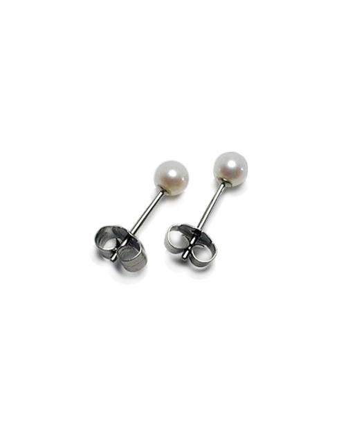 Domestic pure titanium earrings pearl ball [Horie / H-TP8212]