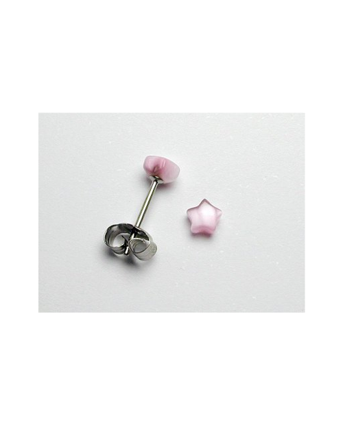 Domestic pure titanium earrings artificial cats star-shaped pink [Horie / H-TP8216]