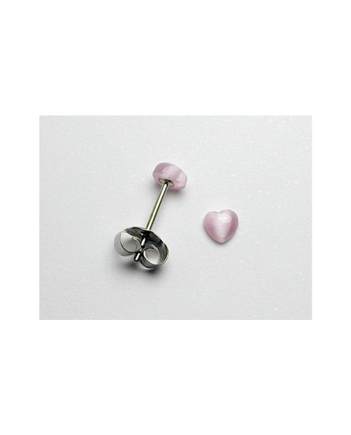 Domestic Pure Titanium Earrings Artificial Cats Heart Pink [Horie / H-TP8229]