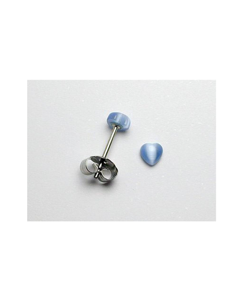 Domestic Pure Titanium Earrings Artificial Cats Heart Light Blue [Horie / H-TP8230]