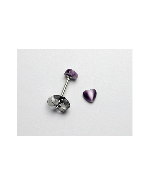 Domestic Pure Titanium Earrings Artificial Cats Heart Purple [Horie / H-TP8232]