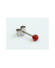 Domestic pure titanium earrings Red Agate Ball [Horie / H-TP8303]