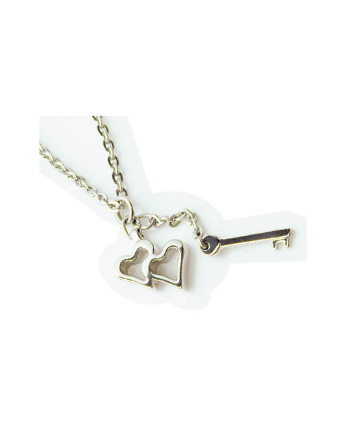Pure Titanium Necklace Heart & Key / Platinum [MARE-31]