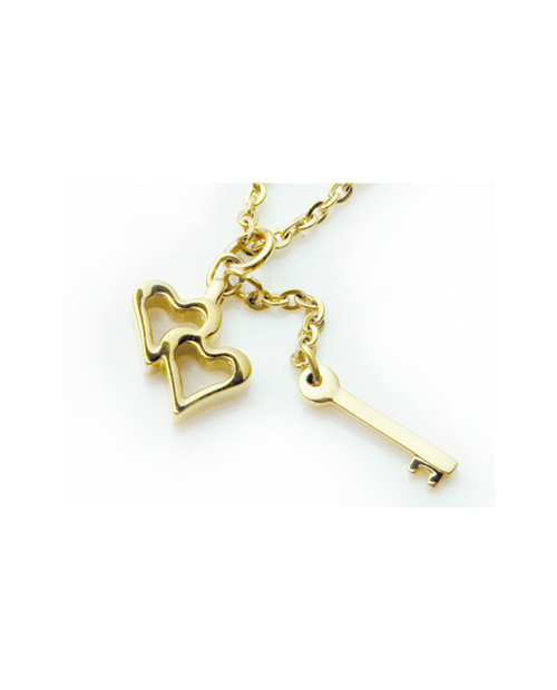 Pure Titanium Necklace Heart & Key / Gold [Mare / MARE-33]