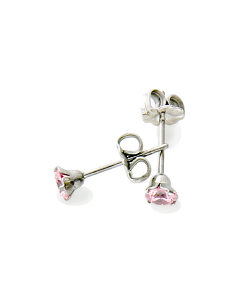 Pure Titanium Earrings 4mm Cubic Zirconia / Pink [MARE-36]