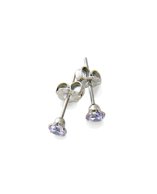 Pure Titanium Earrings 4mm Cubic Zirconia / Lavender [Male / MARE-37]