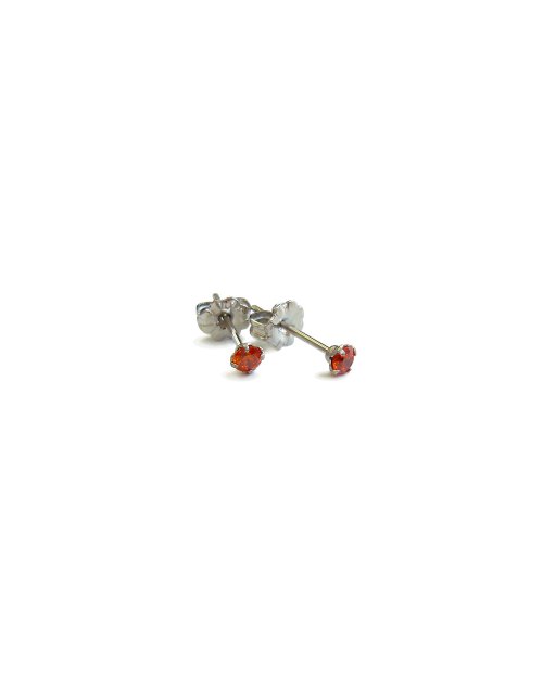 Pure Titanium Earrings 3mm Cubic Zirconia / Orange [MARE-61]