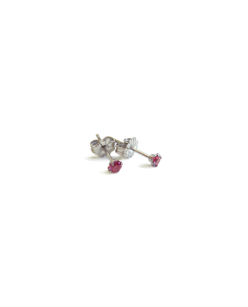 Pure Titanium Earrings 3mm Cubic Zirconia / Red [MARE-62]