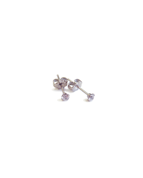Pure Titanium Earrings 3mm Cubic Zirconia / White [MARE-64]