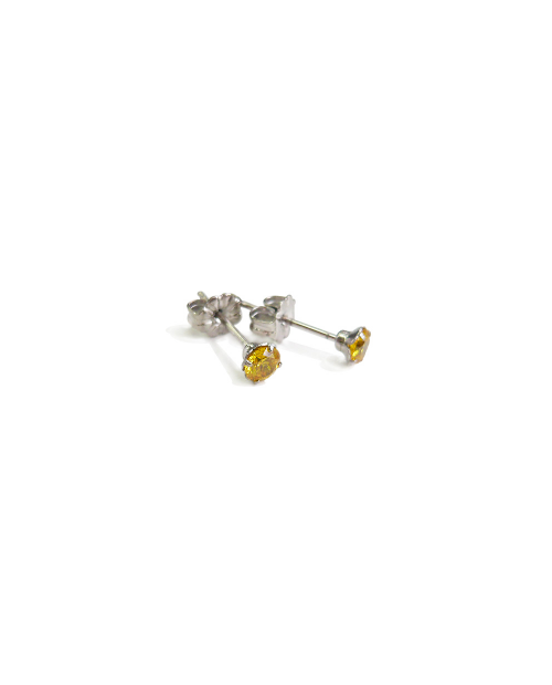 Pure Titanium Earrings 4mmCZ / Golden Yellow [MARE-67]