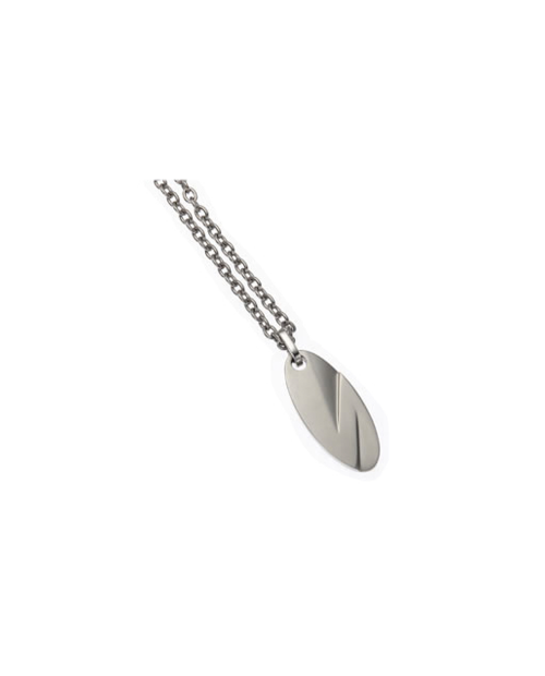 Pure Titanium Necklace for Men Plate 5 (Oval / Matte) [TITANISUM / Ti-5h]