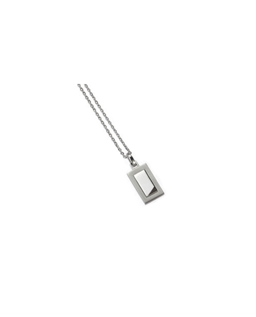 Pure Titanium Necklace for Men Plate 8 (Double Rectangle / Short) [TITANISUM / Ti-8]