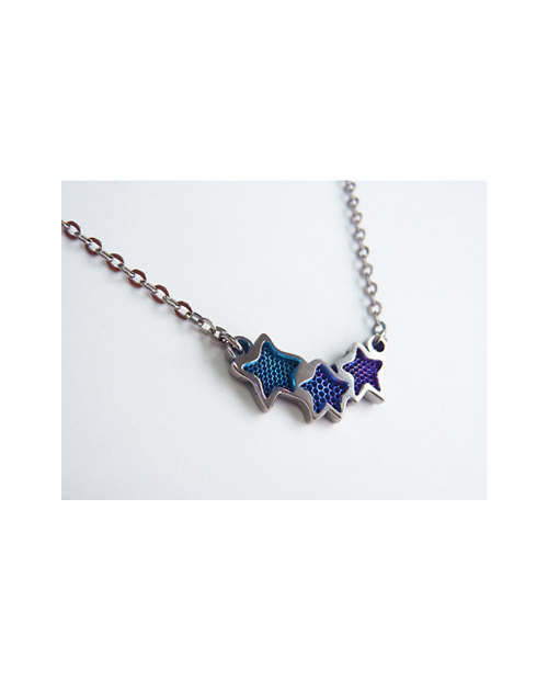 Outlet Sale Titanium necklace (mesh) Star 3 stations Blue [Horie / Horie]