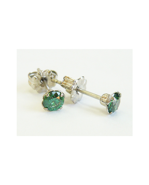Outlet Sale Pure Titanium Earrings 4mm Cubic Zirconia / Green [MARE-69]